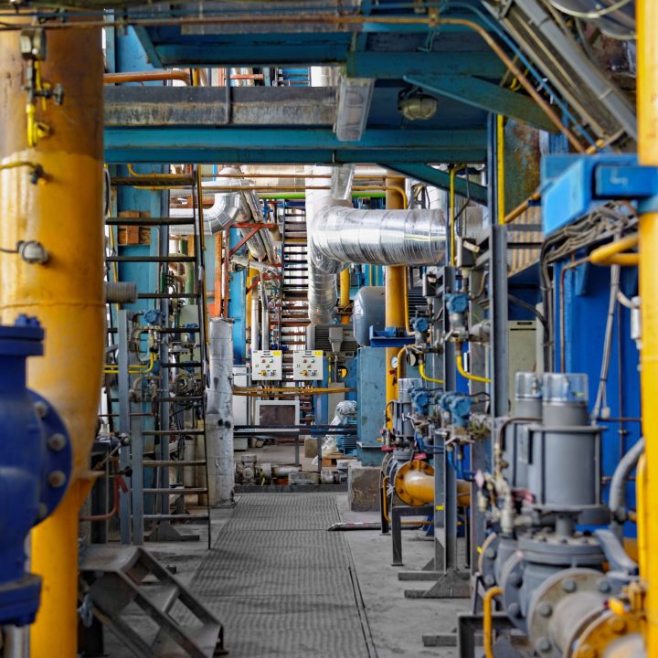 Industrial interior of a power plant Industrial interior of a thermal power plant